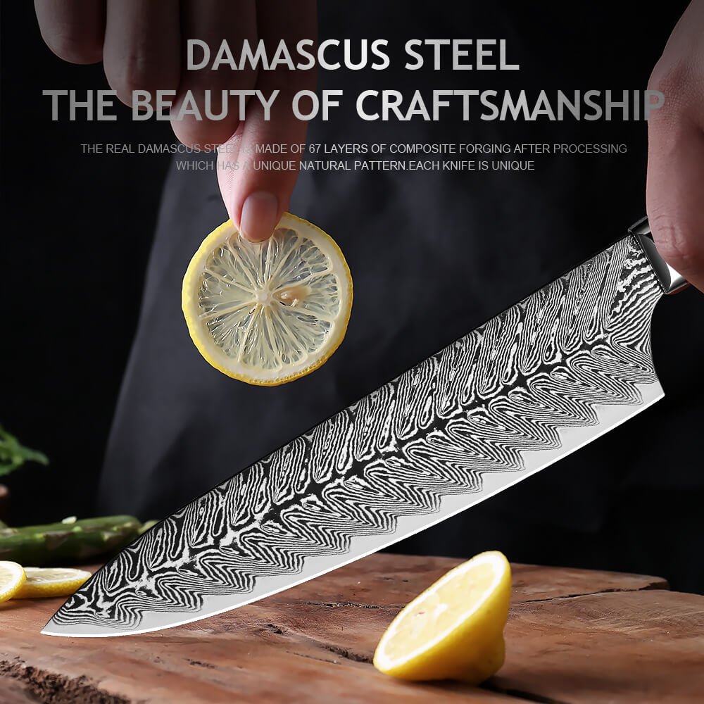 7pcs Knives Set,Damascus Pattern Stainless Steel Kitchen Knife Set, Kitchen  Knife, Chef Knife, Fruit Knife, Safety Universal Knife Holder, Kitchen Stu