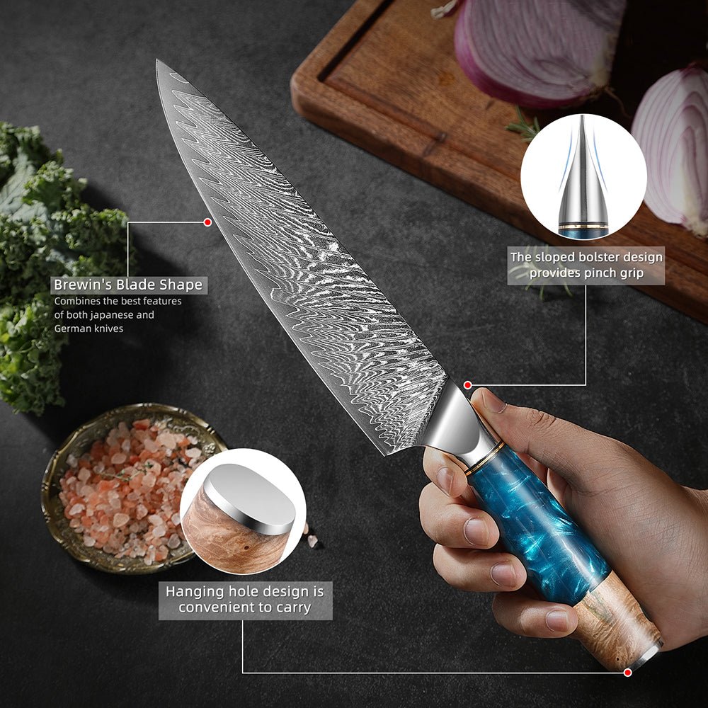 8 Chef Knife Sharp Damascus Stainless Steel Slicing Knives Best Kitchen  Cleaver
