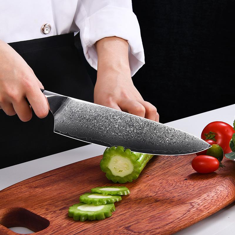 6Pcs Steak Knife Set Damascus Pattern Stainless Steel Cleaver Kitchen Chef  Knife