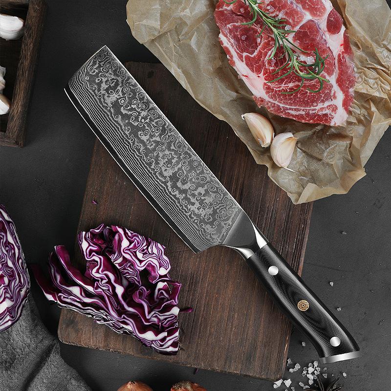 Hot Sell Cheap 9 Pieces Damascus Steel Blade Modern Custom Black  Handle Kitchen Chef Knife Set - China Kitchen Knife and Chef Knife price