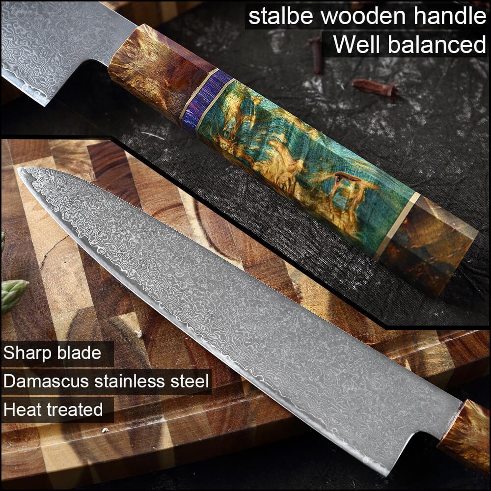 Professional Chef Knives Set, Damascus Kitchen Knives With Solidified Wood  Handle