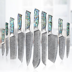 10 Piece Damascus Chef Knife Set - Letcase