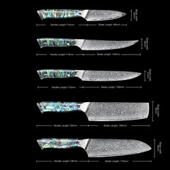 10 Piece Damascus Chef Knife Set - Letcase