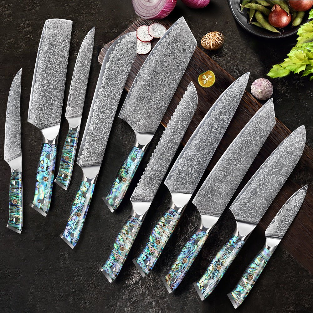 10 Piece Damascus Chef Knife Set - Letcase