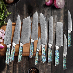 10 Piece Damascus Chef Knife Set - Letcase