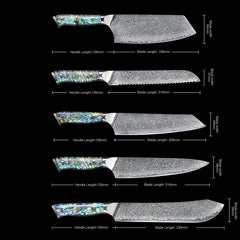 10 Piece Damascus Chef Knife Set - Letcase