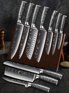 10 Piece High Carbon Stainless Steel Knife Set With Black Resin Handle - Letcase