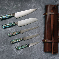 5 - Piece Japanese Chef Knife Set with Roll Bag - Letcase