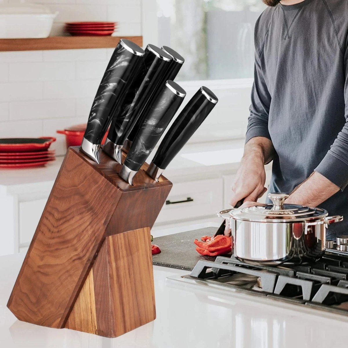 6 - Piece Kitchen Knives Set with Knife Block - Letcase