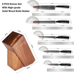 6 - Piece Kitchen Knives Set with Knife Block - Letcase