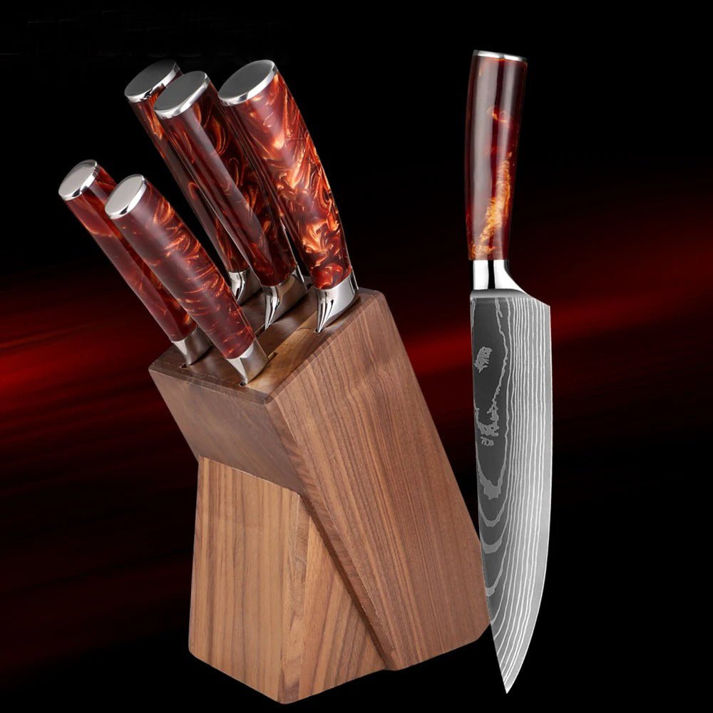 6 - Piece Professional Chef Knife Set with Knife Holder - Letcase