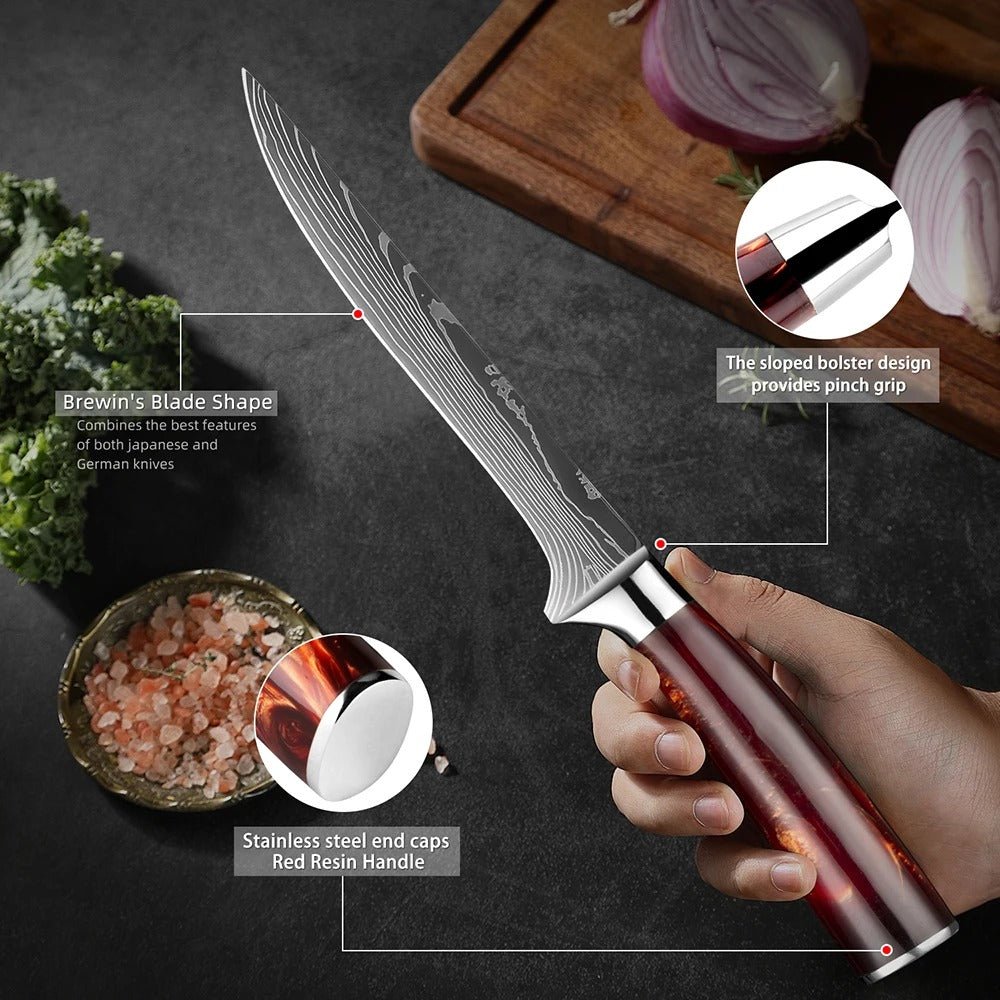 6 - Piece Professional Chef Knife Set with Knife Holder - Letcase