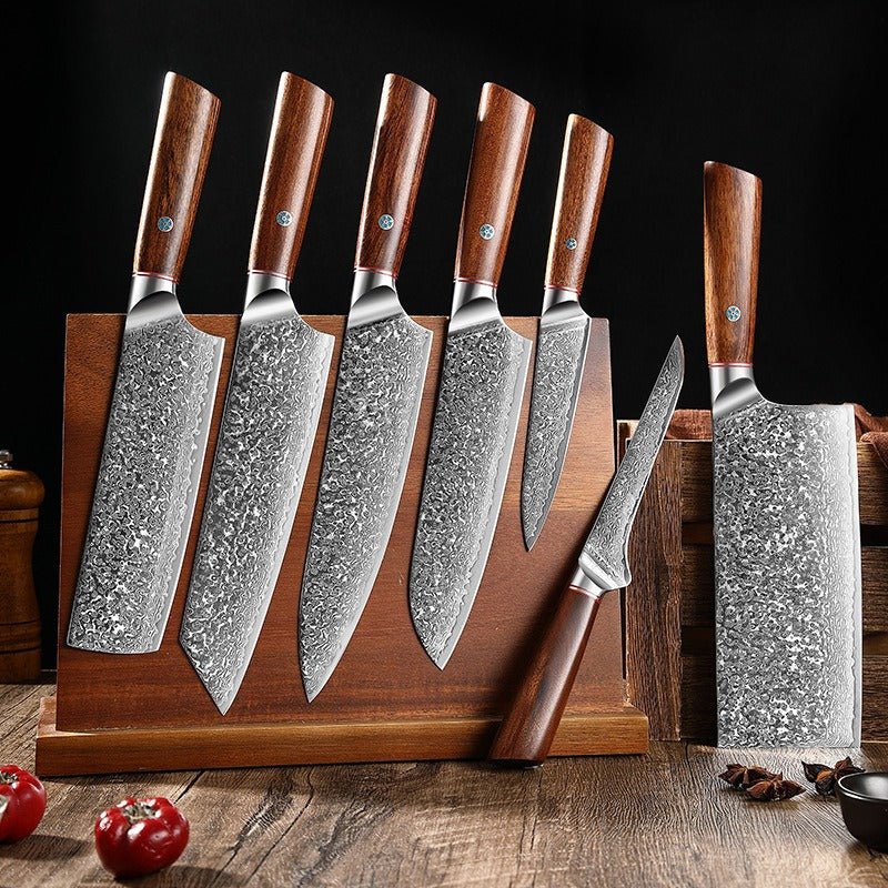 7 - Piece Damascus Chef Knife Set - Letcase