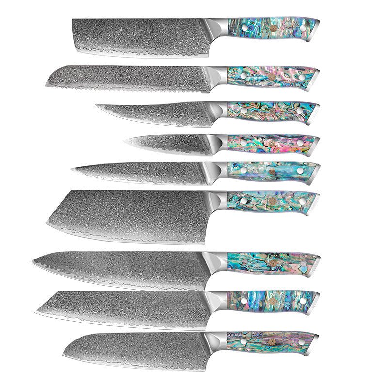 9 - Piece Japanese Damascus Steel Knife Set - Letcase