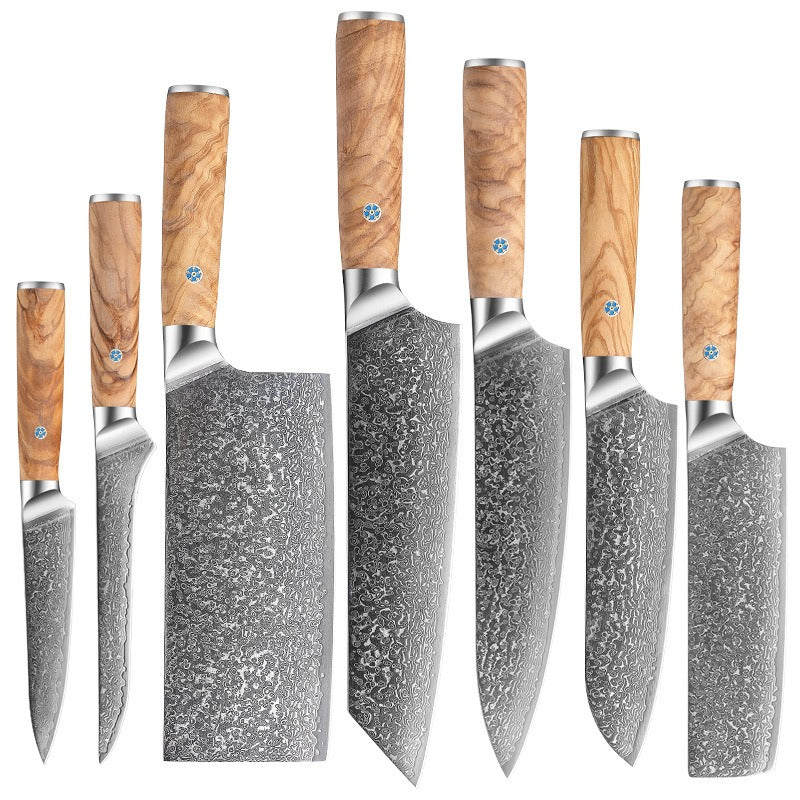 Professional 7 - Piece Damascus Chef Knife Set - Letcase