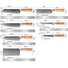 Professional 7 - Piece Damascus Chef Knife Set - Letcase