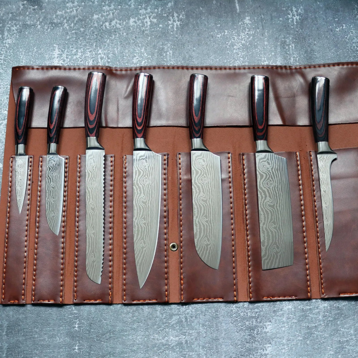 Professional Chef Knife Set with Leather Knife Bag - Letcase