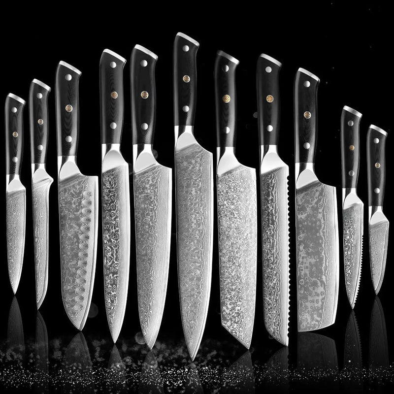 7 Piece Kitchen Knife Set 67 Layers Damascus Steel Chef Knives – Letcase