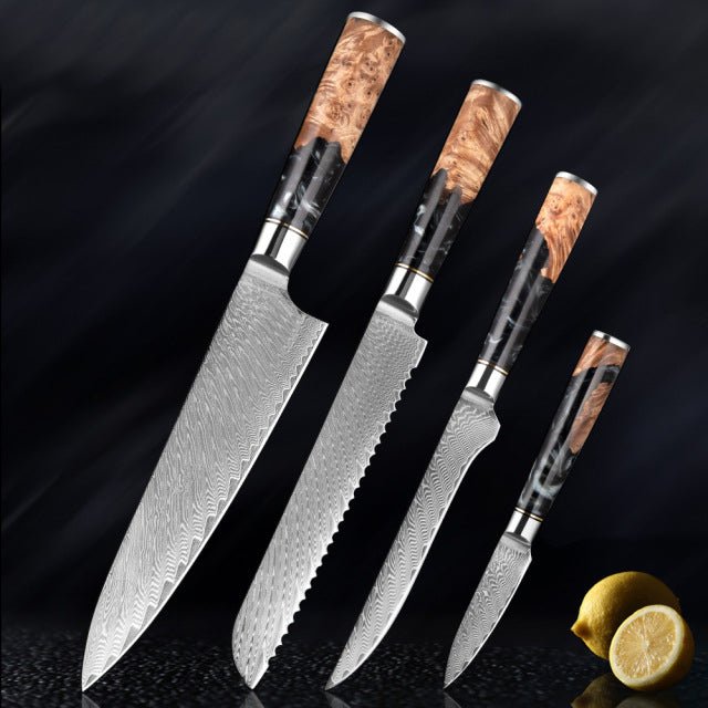 Damascus Knife 4 Piece Gift Set