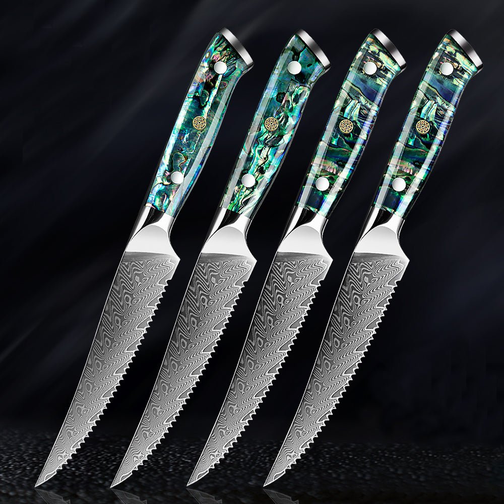  WELLSTAR Rainbow Serrated Steak Knife Set of 6, Razor