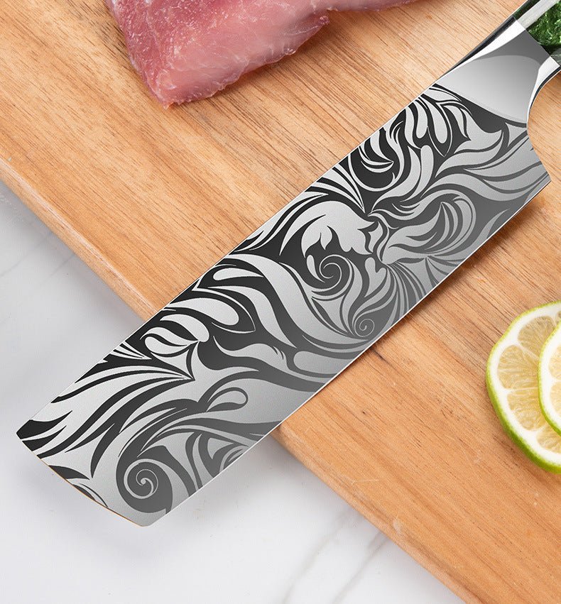 Kitchen Knife Set Resin Handle 10 Piece Chef Knife 5Cr15 Damascus