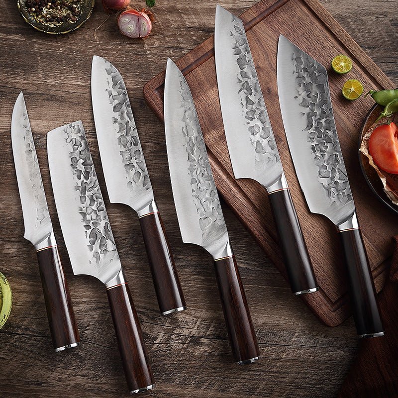 Hand Forged Chef Knife set of 6 Damascus Steel knives  kitchen knife set ,  chef knife set, Hand Forged knife