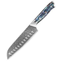 7-Piece Damascus Chef Knife Set With Abalone Shell Handle - Letcase