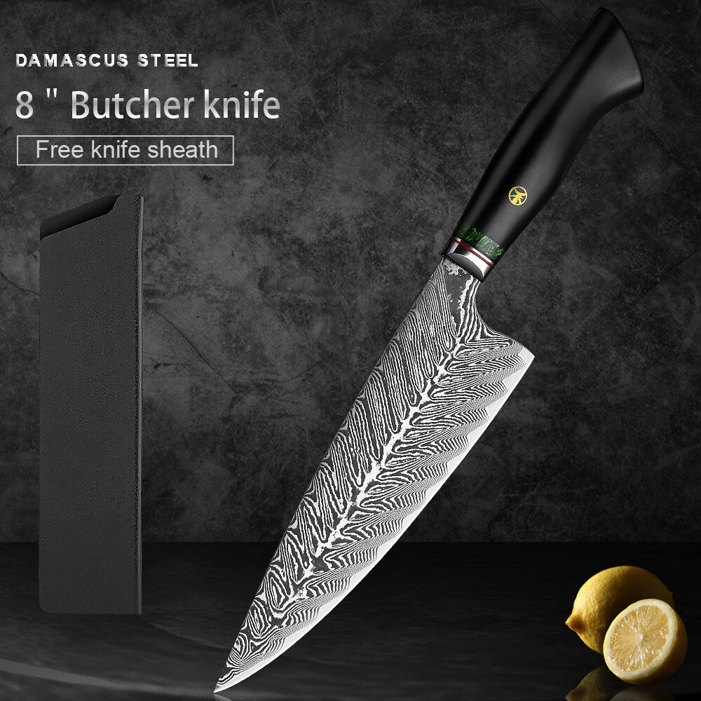 Wholesale 2021 new design 67 layers kitchen Damascus VG 10 Steel meat  cutting blade 5 inch steak knife set From m.
