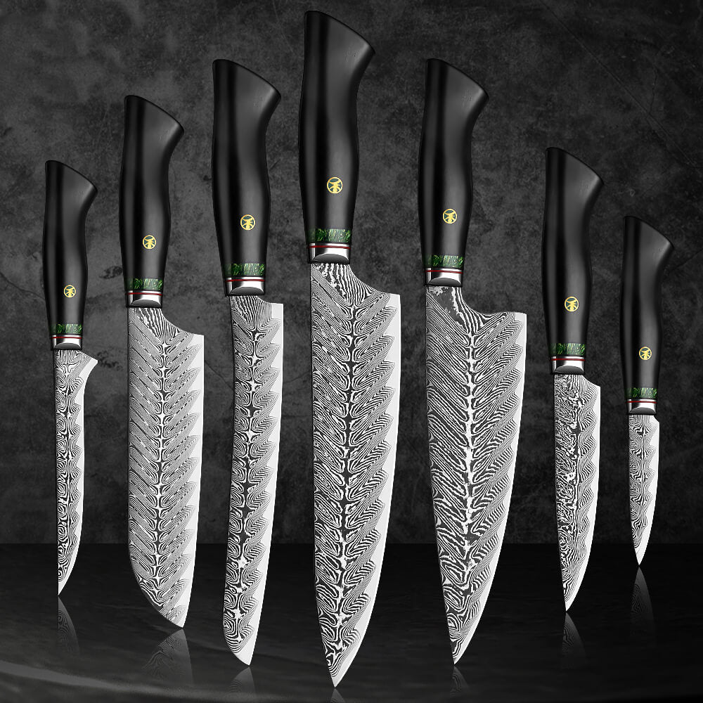Kitchen Damascus Knife Set, 3-Piece 67 Layer Handmade Damascus