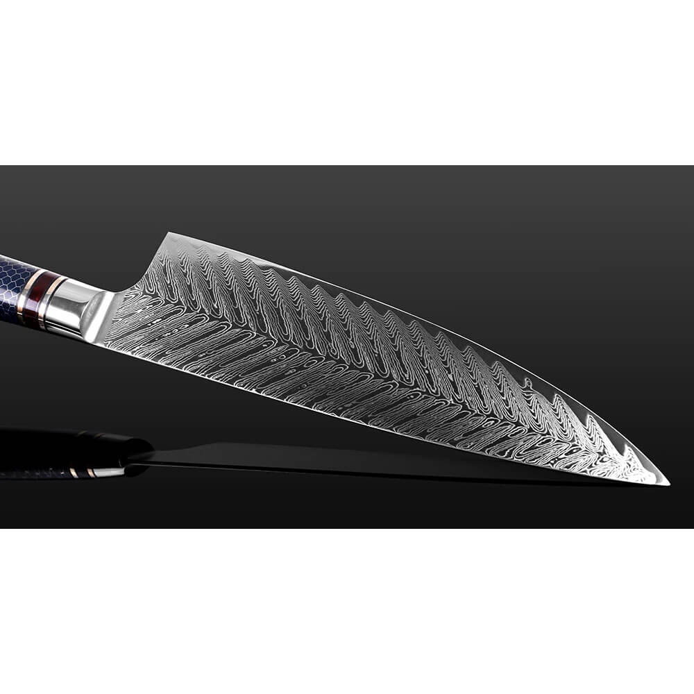 SpitJack Deluxe 8 Inch Chef's Knife with Stainless Damascus Steel Blad