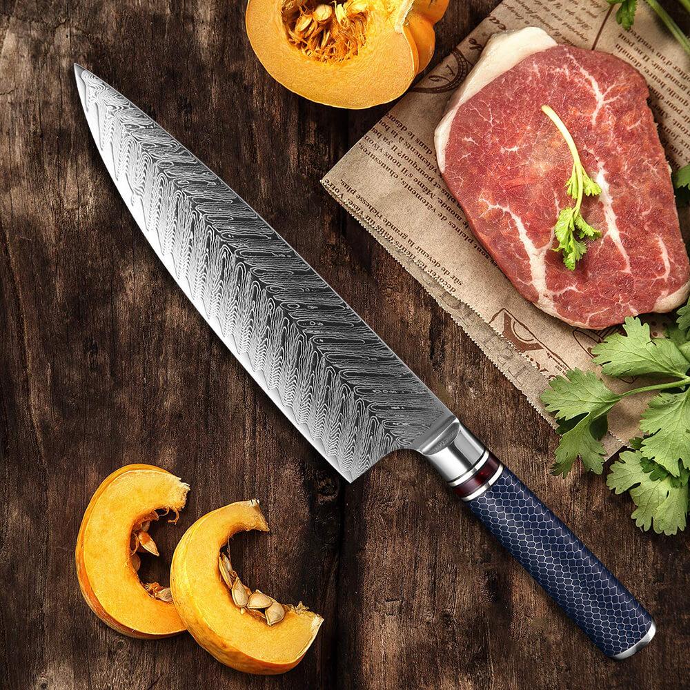 [8-Inch]Chef Knife Fanteck Professional Damascus Chef Knife High Carbon Ultra Sharp VG-10 Damascus Stainless Steel 67 Layers Kitchen Meat Cutting