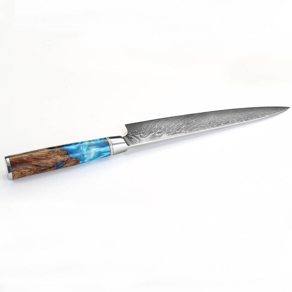 Damascus Steel Knives with Blue Resin Handle – Vertoku