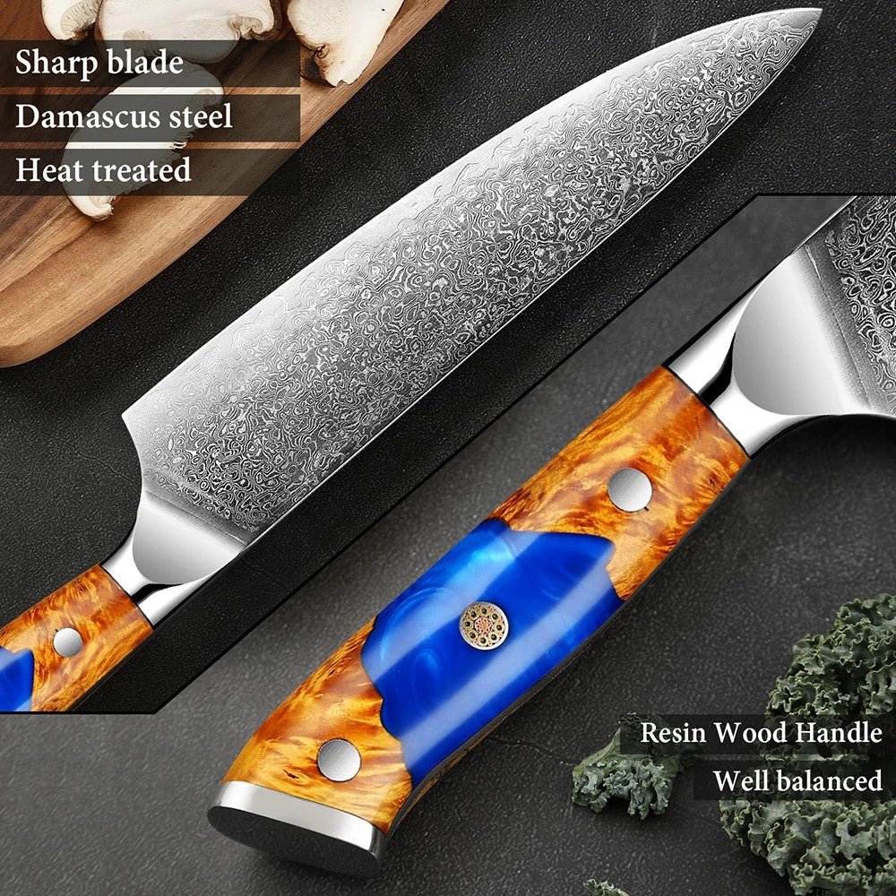 8-Piece Japanese Damascus Kitchen Knife Set – Letcase