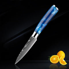 Blue Resin Handle Knife Set