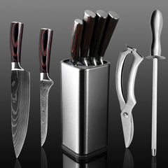 8-Piece Knife Block Set High Carbon Stainless Steel Chef Knife Set - Letcase