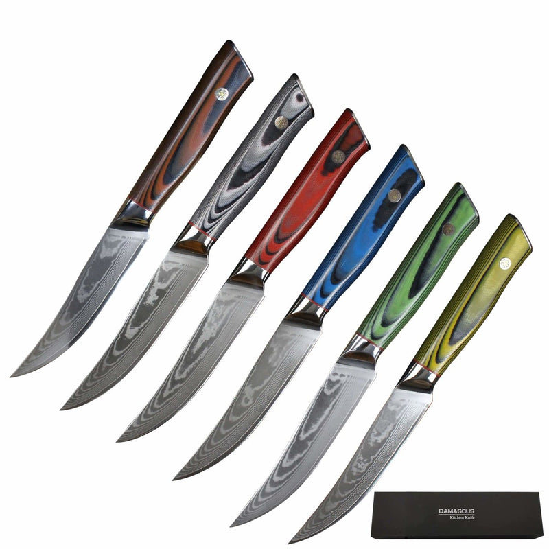 HANDMADE Japanese Damascus Steel Steak knife & fork full tang pair X453