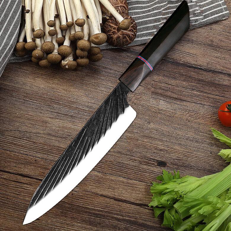 Hammered Kitchen Knife Set, High-Carbon Stainless Steel Blade and Blac –  Letcase