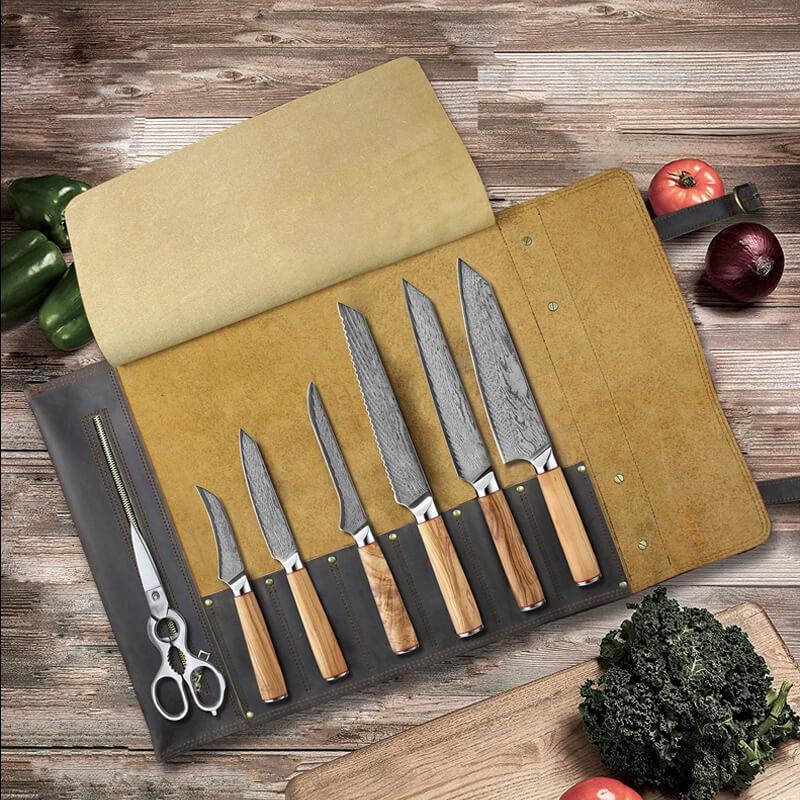 7 Piece Kitchen Knife Set With Carry Case 
