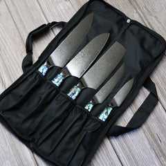 Japanese Damascus Chef Knife Set With Roll Bag - Letcase