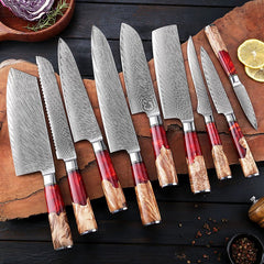 Japanese Damascus Kitchen Knife Set - Letcase