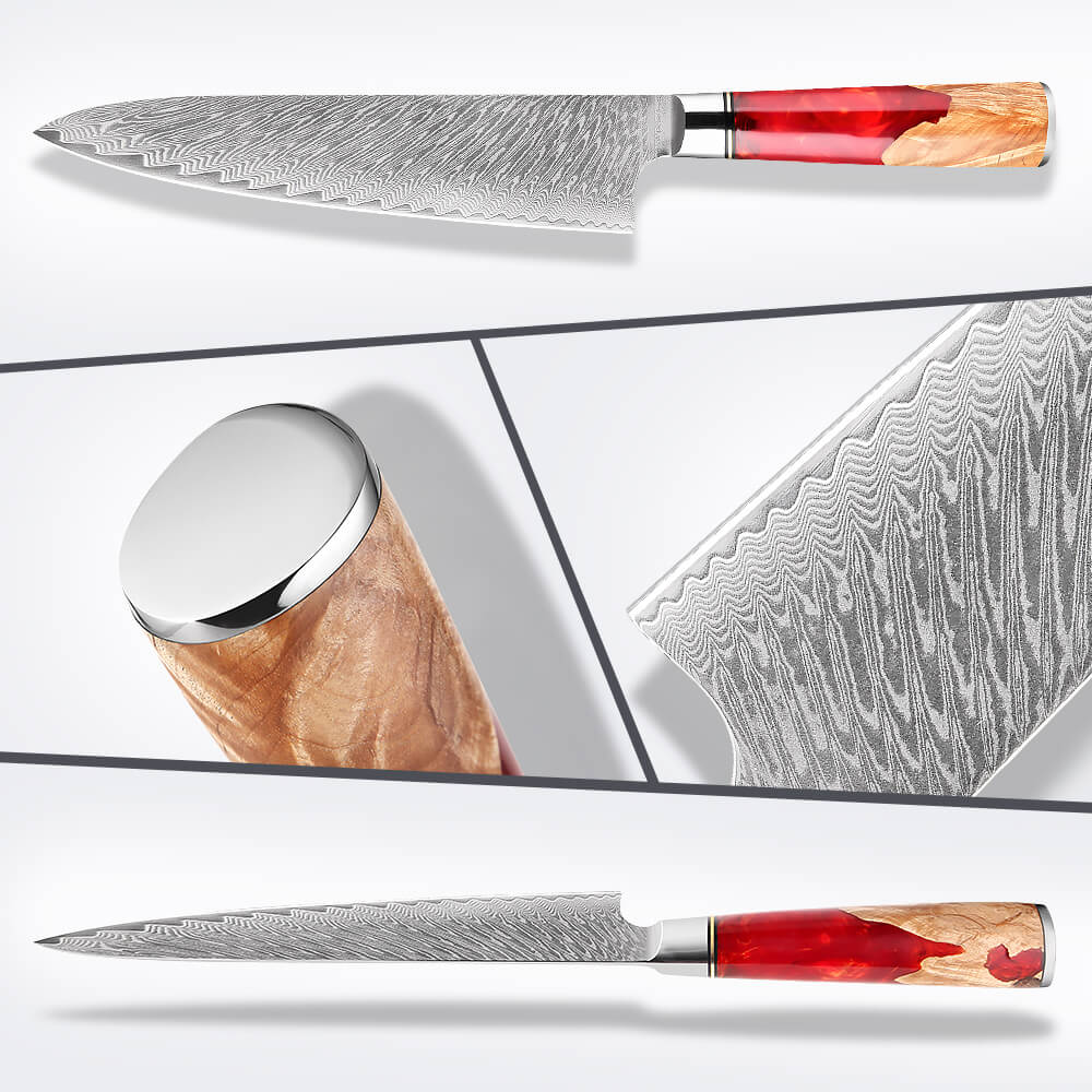 Japanese Damascus Kitchen Knife Set - Letcase