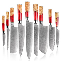 Japanese Damascus Kitchen Knife Set - Letcase