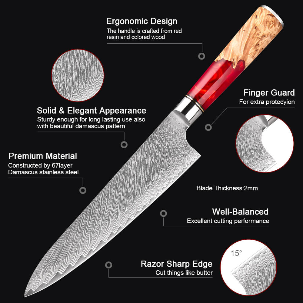 Japanese Damascus Kitchen Knife Set - Letcase