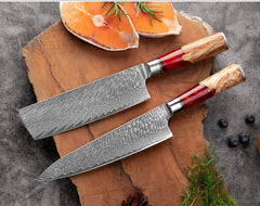 Japanese Damascus Kitchen Knife Set - Letcase