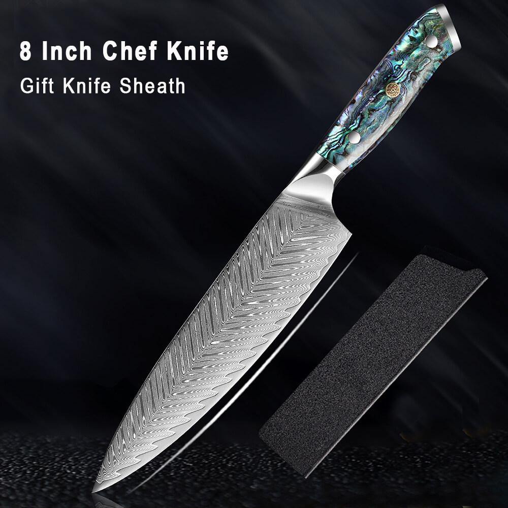 Awabi Gyuto Chef Knife  Abalone Japanese Damascus Steel Chef Knife