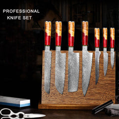 Japanese Kitchen Knife Set 7-Piece Hand Forged Damascus Chef Knife Set - Letcase