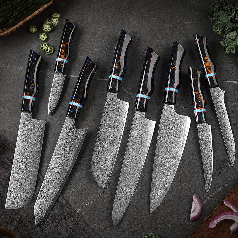 Multi-purpose Kitchen Knife Hunting Knife Feather Pattern Knife