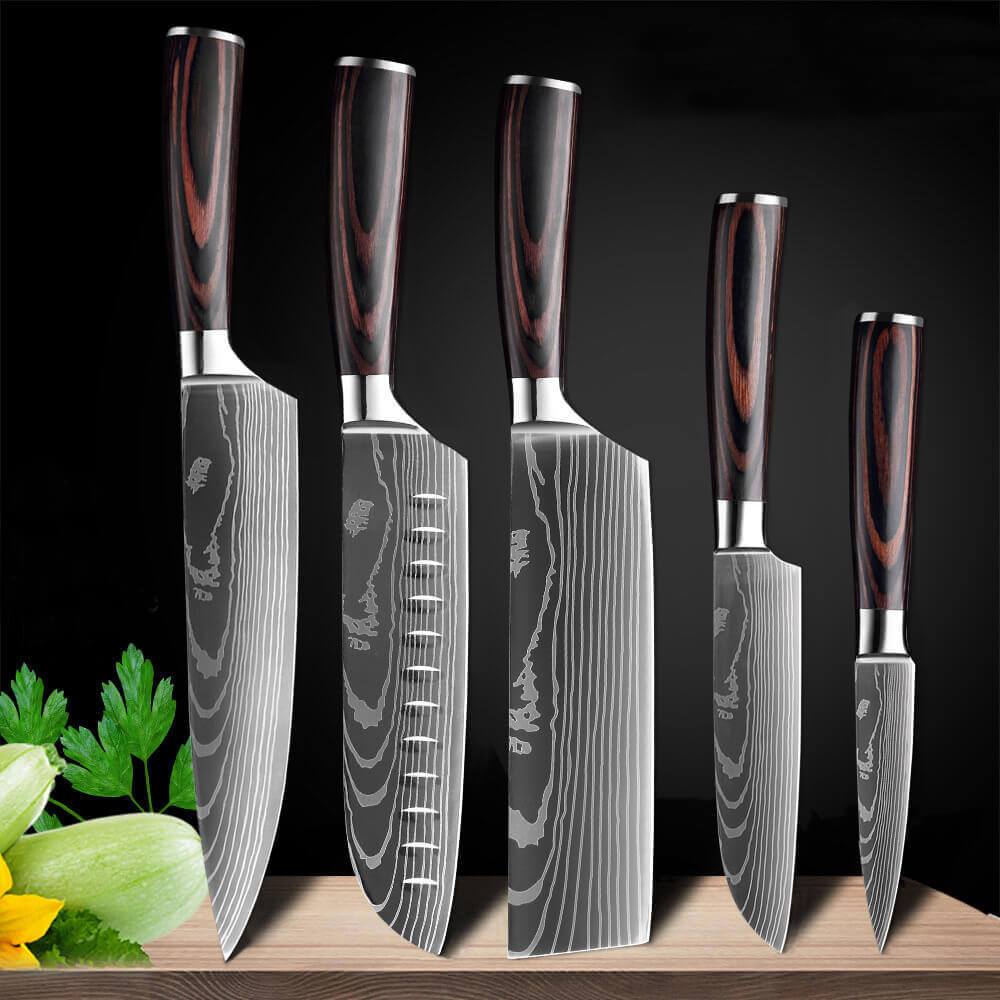 Japanese Knives Set, Stainless Steel Super Sharp Blade - Letcase