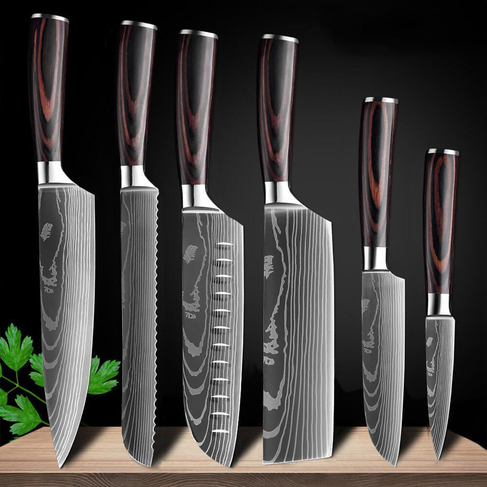 3 pcs Chef Knife Set Japanese Damascus Sharp Stainless Steel