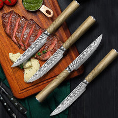 Japanese Steel Steak Knives With Olive Wood Handle - Letcase